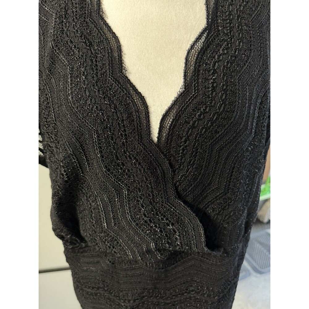 NWT Lane Bryant Plus Size Black Lace V-Neck Blouse Top, Size 17/20, Elegant"